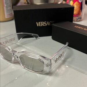 🔥VERSACE VE4489U 148 8V Transparent Mirror Silver Men's 55 mm Sunglasses Unisex